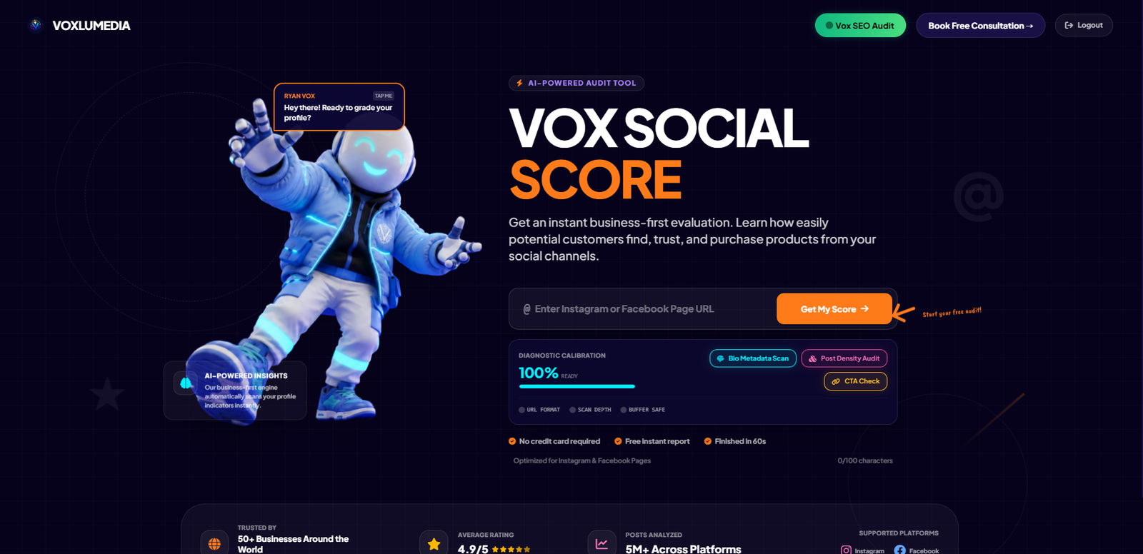 Vox Social Score AI Audit Tool by Voxlumedia