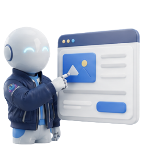 VoxHome mascot pointing at a landing page