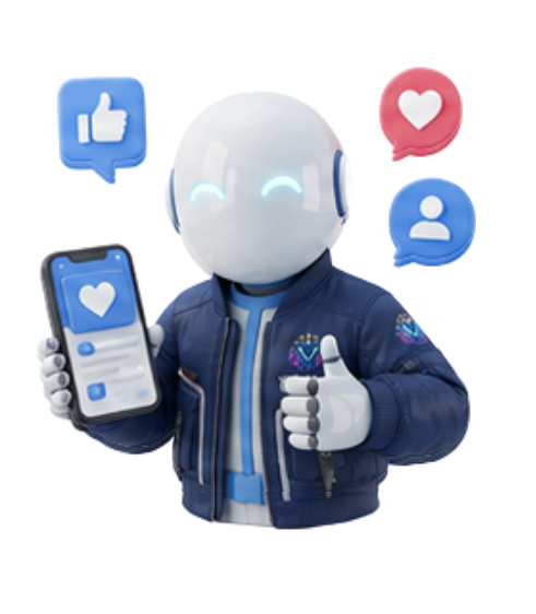 VoxHome mascot managing social media