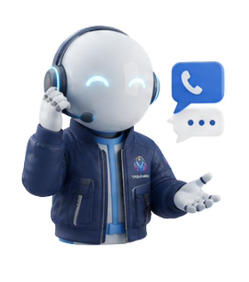 VoxHome mascot supporting phone and chat leads